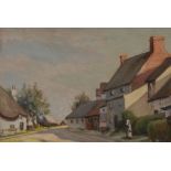 E Cox (late 19th/early 20th century) Quiet Country Village signed, oil on canvas,