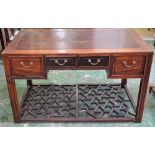 A Chinese padouk wood rectangular scholar's desk,