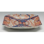 A Japanese Imari lobed and canted square dish,