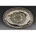 A South European silver oval dish, possibly Maltese,