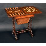 A Victorian walnut combination work and games table,