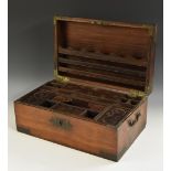 A 19th century Anglo-Indian brass mounted hardwood rectangular writing or dressing box,