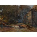 Michael Crawley Bringing in the Stray, Turnditch, Derbyshire signed, titled to verso, watercolour,