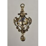 A 19th century diamond and chatoyant quartz pendant,