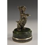 A Russian silver and nephrite jade model, of a rearing Scottish terrier,