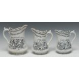 A graduated set of three Staffordshire Crimean War Commemorative jugs,