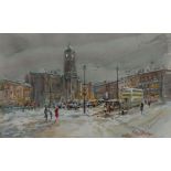 Michael Crawley Winter, Market Place, Derby signed, titled to verso, watercolour,