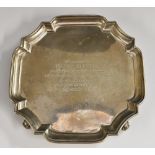 Automobilia - an George V silver shaped square waiter,