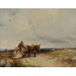 English School Donkey and Travellers at Rest signed with monogram, oil on canvas,