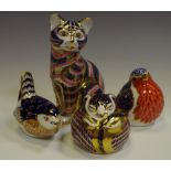A Royal Crown Derby paperweight Tom Kitten, Hamster and Wren,printed marks to base,