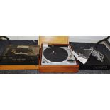 A Bang & Olufson Beocord 1600 reel to reel; a Goldring Lenco turntable;