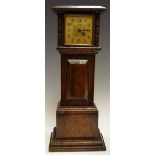 A Scratch Built Miniature grandfather clock, square gold dial, black Roman numerals,