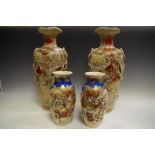 A pair of Japanese Kutani temple vases;