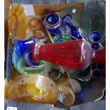 Coloured glassware- vases, fruit bowls,