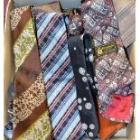 Gentlemen's Accessories - silk and other ties; cufflinks; tie clips; badges and pins; a briefcase;
