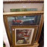Pictures and Prints Gilt framed print of scholars in grand reception room, travellers at the inn,