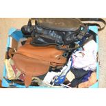 Vintage Costume - a mid 20th century brown leather briefcase; handbags, various, including leather,