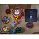 Glassware - Mdina style paperweight, Millifori, etc.