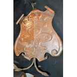 An Art Nouveau copper firescreen,