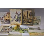 Pictures and Prints - watercolours including Venice, Continental towns, English scenes, etc,