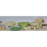Ceramics - Carlton Ware cake stand, Halls superior quality kitchenware pie tin, leaf shaped tray,