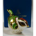 A Royal Crown Derby paperweight, Firecrest, gold stopper, 1st quality,