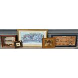 Fishing - a framed fly fishermanʼs fleam, framed; fishing diorama; prints,