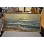 English School (20th century) Seascape oil on canvas, 50cm x 101cm & S.