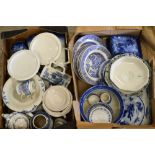 Blue and White Ceramics - Willow pattern plates, various factories,