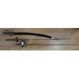 A dress sword; two fencing foils (3) **All lots in this sale are subject to a maximum of £2.