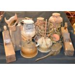 Paraffin storm lanterns; wood planes; etc **All lots in this sale are subject to a maximum of £2.