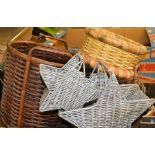 A wicker log basket; another,