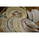 Plates - a set of six Albany plates; a Mason's oval meat plate; Wedgwood plate;