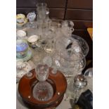 Glassware - decanters; comports; wine glasses; bell etc.