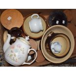 Ceramics - a Denby Dauphine pattern tea pot; a storage jar;