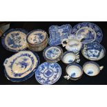 Blue and White - Booths Old Willow pattern; Italian Spode;