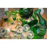 Green Glass - a large green centre comport, twisted stem,