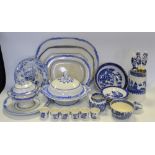 Blue and White Ceramics - a Staffordshire part dinner service; a Copeland Spode Italian pattern jug;