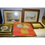 Pictures - Tomlinson, Village Church, signed, watercolour, 17cm x 25cm; others,