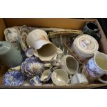 Ceramics - a Spode Willow pattern fluted tête-à-tête set, comprising coffee pot, milk jug,
