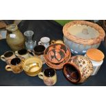 Hornsea storage jars; stoneware coffee service,