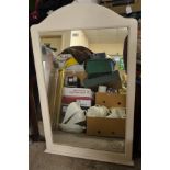 A large white painted arched rectangular mirror, 35" x 23.