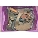 An iron shoe lath; another; tools, various **All lots in this sale are subject to a maximum of £2.