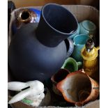 Decorative ceramics- Royal Falcon ware, Ellgreave money box as a rabbit. Art pottery vases.