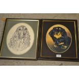 Pollyanna Pickering, after, Two Dog Portraits, Dachshund, and Spaniel, individually framed,