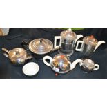 Metal Ware - Piquotware type coffee and teapots,