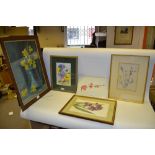 Pictures and Prints - J Radfords, Pansies, signed, watercolour, 24cm x 16cm; J Clifon, Irises,
