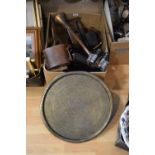 A Kodak box brownie; another; a set of Prisane Militaire binoculars,