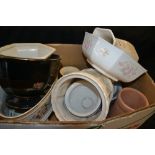 Household Ceramics - an octagonal wash jug and bowl; jardinieres,