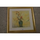 Carol Rowan, after, Floral Arrangement, Japonica and Iris, Lithographic Print, 37cm x 38cm,